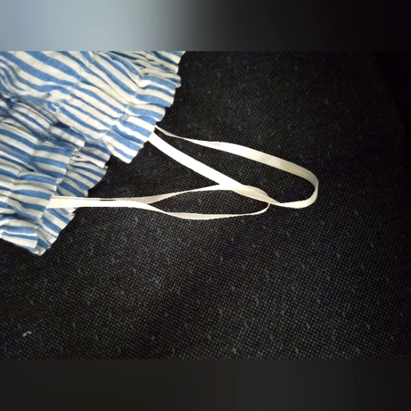 Cotton Top White Blue Stripes with Lovely Eyelet Details ๐ 100% Cotton - Picture 8 of 9